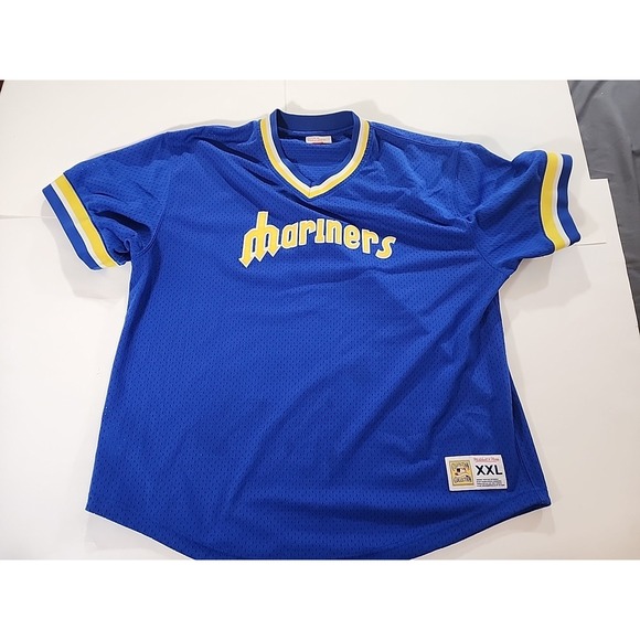 Seattle Mariners Mitchell & Ness Cooperstown Collection Wordmark Jersey Sz 2XL - Picture 1 of 8